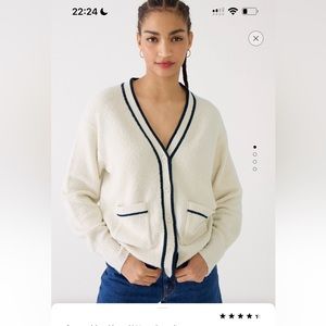 Cotton blend boucle cardigan